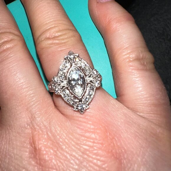 marquise cz cocktail fashion bridal ring sz 6.5 - Picture 1 of 7